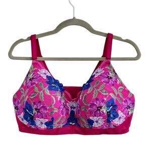Torrid 40DD Lightly Lined Purple Floral Embroidered Wireless Full Coverage Bra
